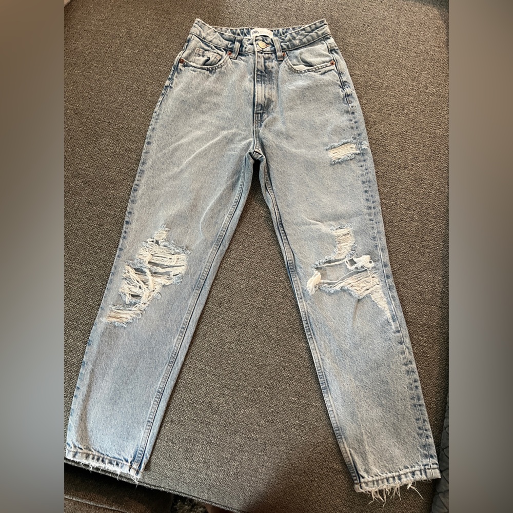 Mom fit zara distressed jeans